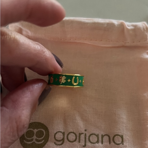 Gorjana Emerald and Gold Clover Ring - Picture 2 of 3